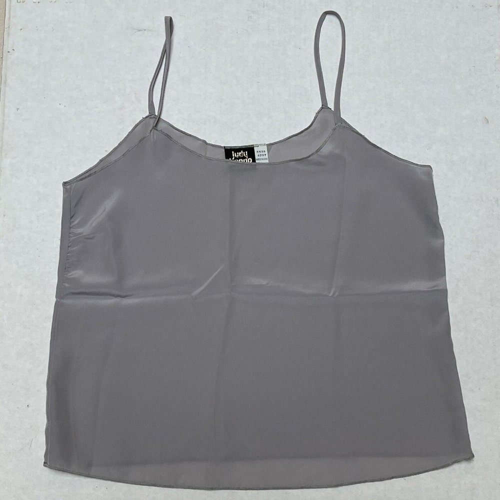 Judy Knapp Satin Tank Top Womens Medium Lightweight Gray Y2K Feminine Flowy